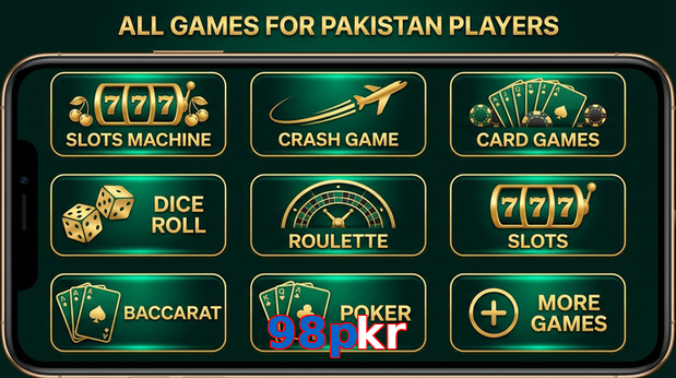 Main screen of 98Pkr games page for PK players